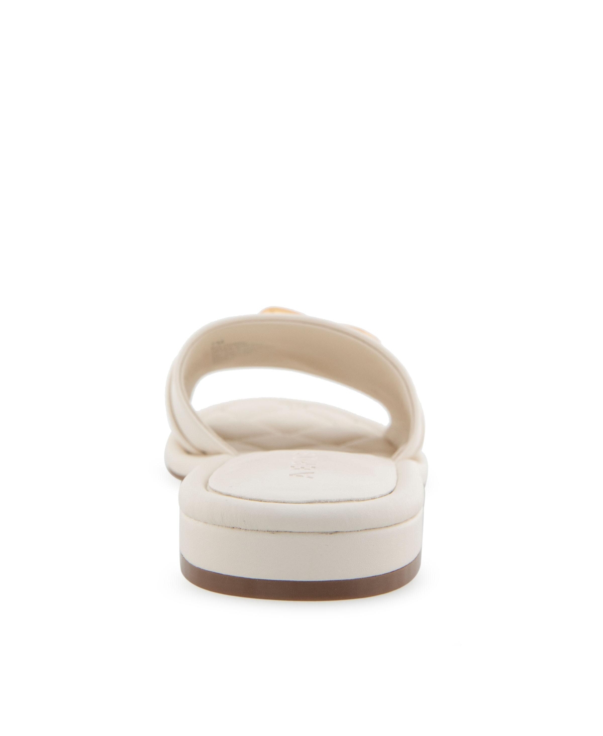 Shop Aerosoles Women's Big Charm Slide Open Toe Sandals In Eggnog Faux Leather