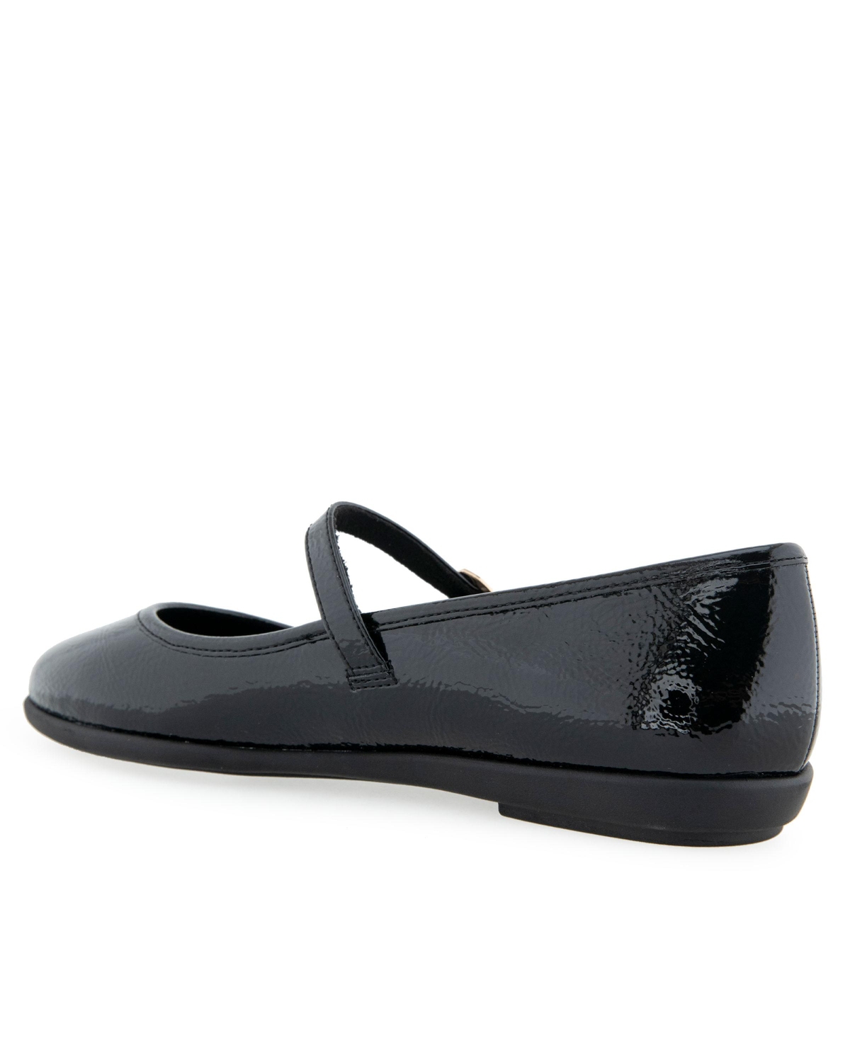 Shop Aerosoles Women's Baylee Round Toe Mary Jane Flats In Black Patent Faux Leather