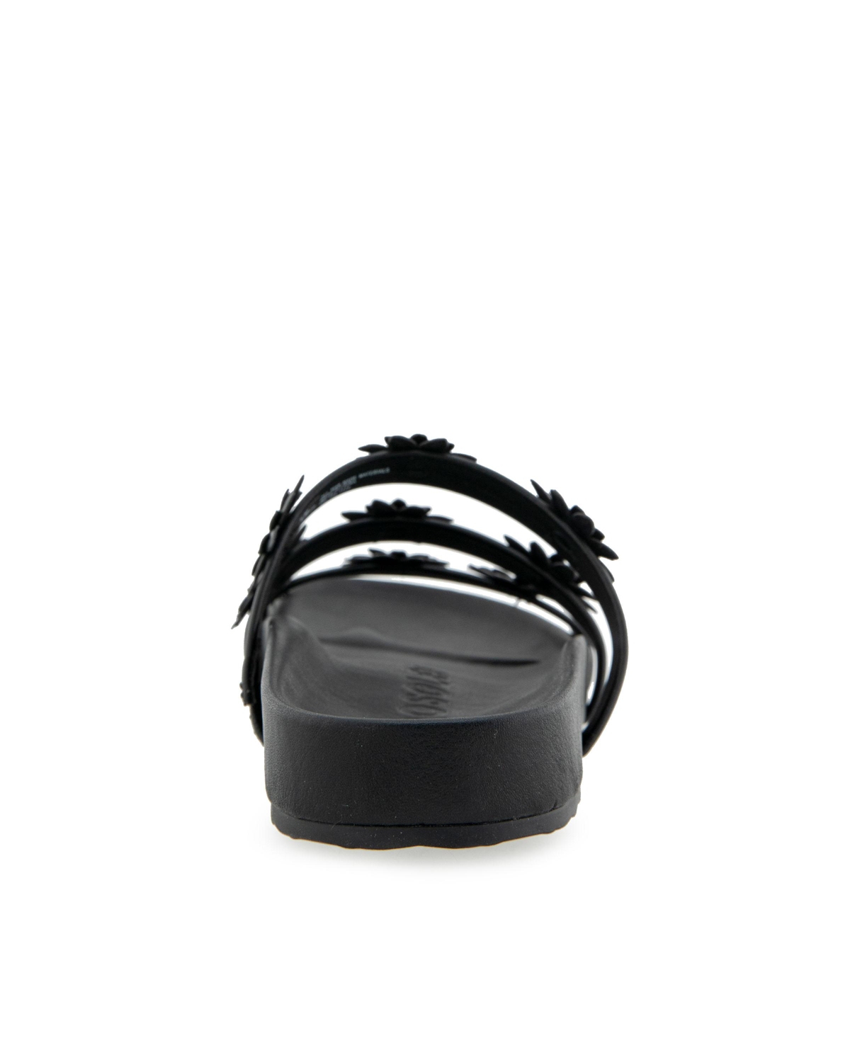 Shop Aerosoles Women's Leflor Round Toe Flatform Sandals In Black Faux Leather