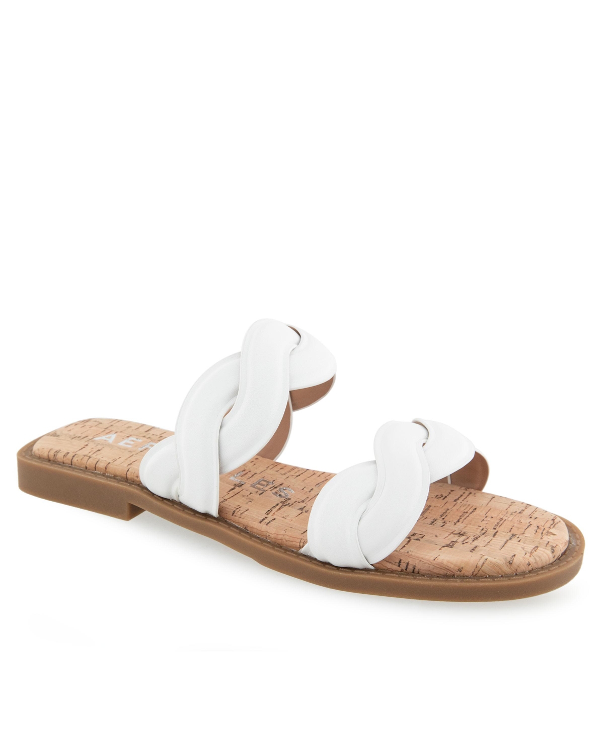 Women's Colette Round Toe Slide Sandals - Bright White Faux Leather