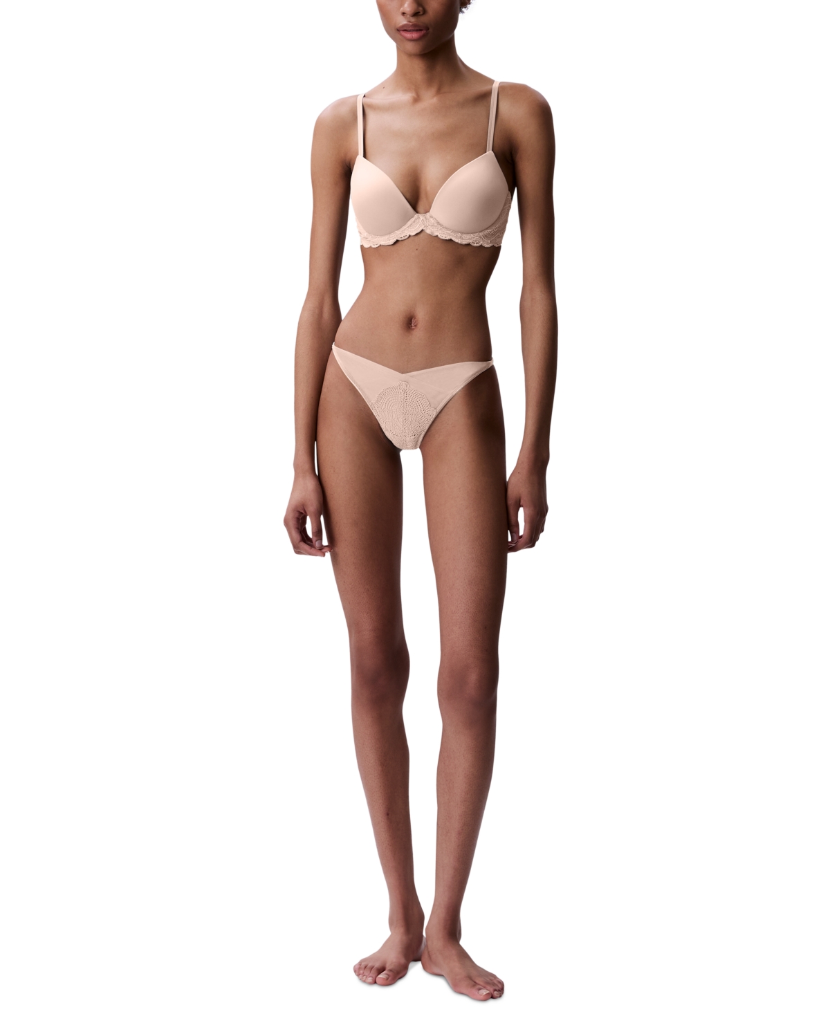 Calvin Klein Women's Sensual Stretch Lace Lift Demi Bra Qf8122 In Cedar