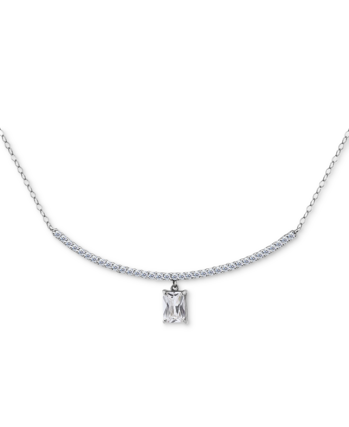 Giani Bernini Cubic Zirconia Curved Bar Baguette Pendant Necklace, 16" + 2" Extender