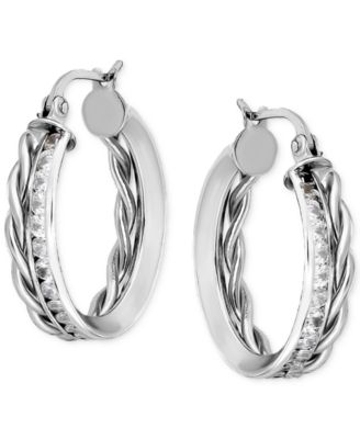 Cubic Zirconia Channel-Set Hoop Earrings (3-1/4 ct. t.w.) in 18k Gold over Sterling Silver