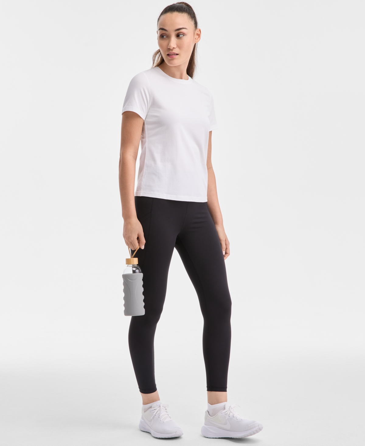 Id Ideology Women's Essential Cotton Short-sleeve T-shirt, Exclusively At Macy's In Bright White