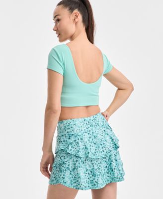 Ideology Women's Soft Rib Short-Sleeve Crop Top, Exclusively at Macy's
