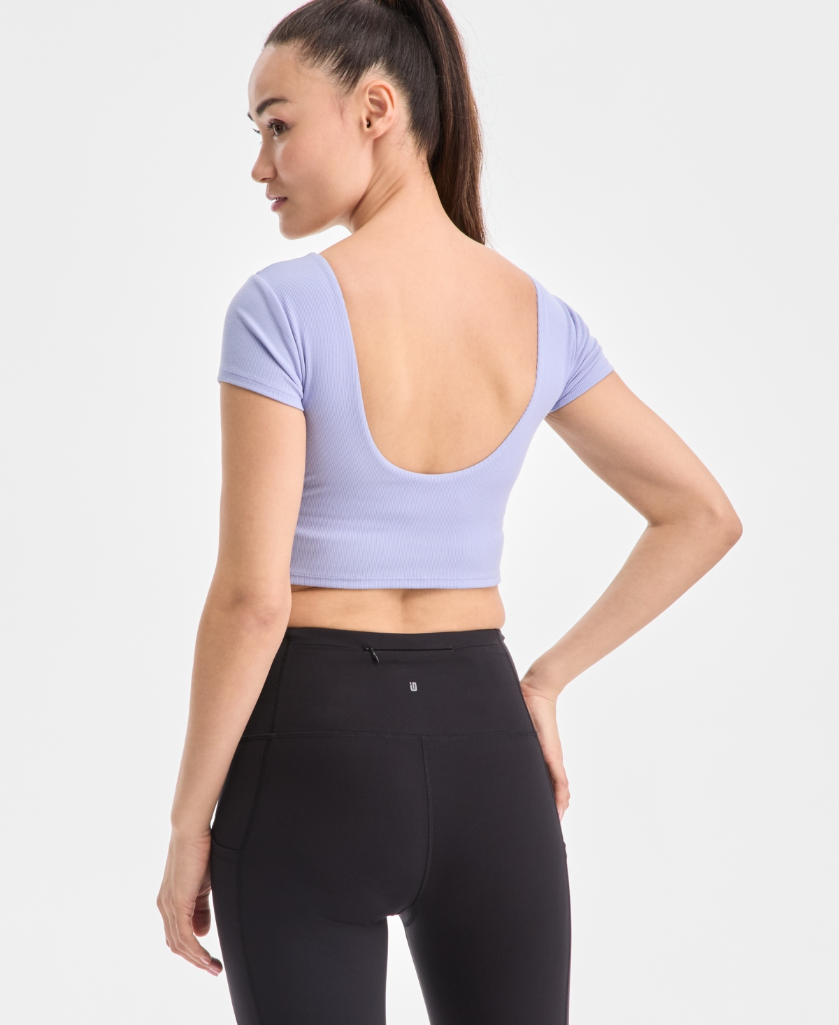Id Ideology Ideology Women's Soft Rib Short-sleeve Crop Top, Exclusively At Macy's In Thistle Do