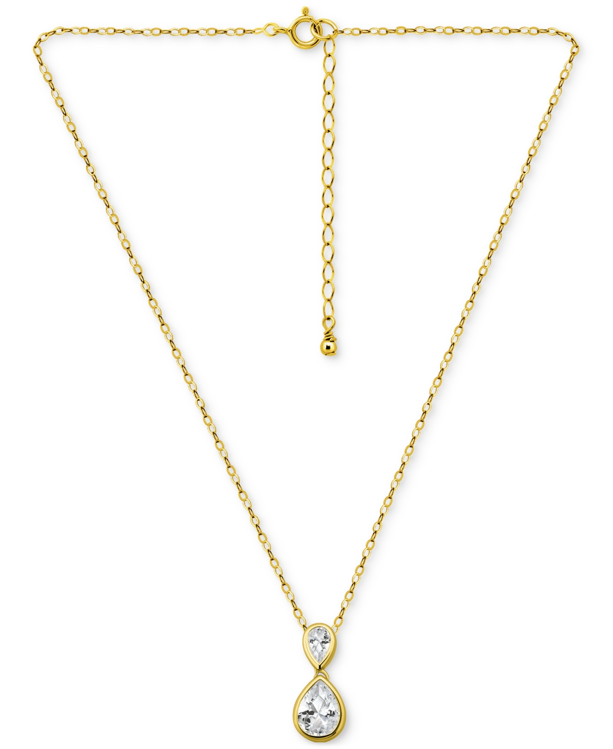 Giani Bernini Cubic Zirconia Pear Pendant Necklace (3-3/4 Ct. T.w.) In Sterling Silver, 16" + 2" Extender In Gold