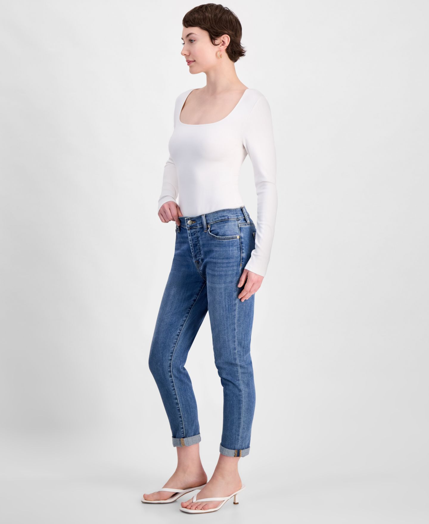 Женские джинсы 7 For All Mankind Josefina Cuffed Skinny, цвет: Saltwater — фото 3