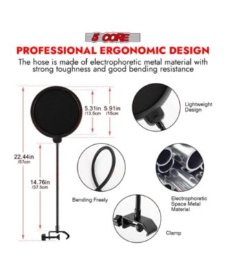 Recording Microphone Podcast Bundle • Professional Condenser Cardioid Mic Kit • w Boom Arm RM 8 BG