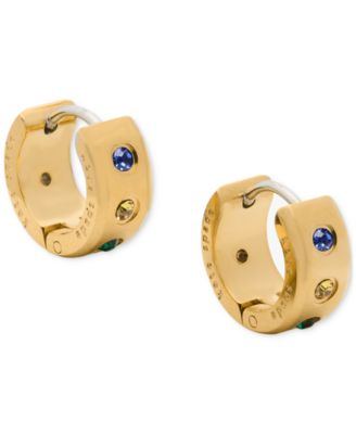 Small Pav&eacute; Chunky Huggie Hoop Earrings, 0.5"