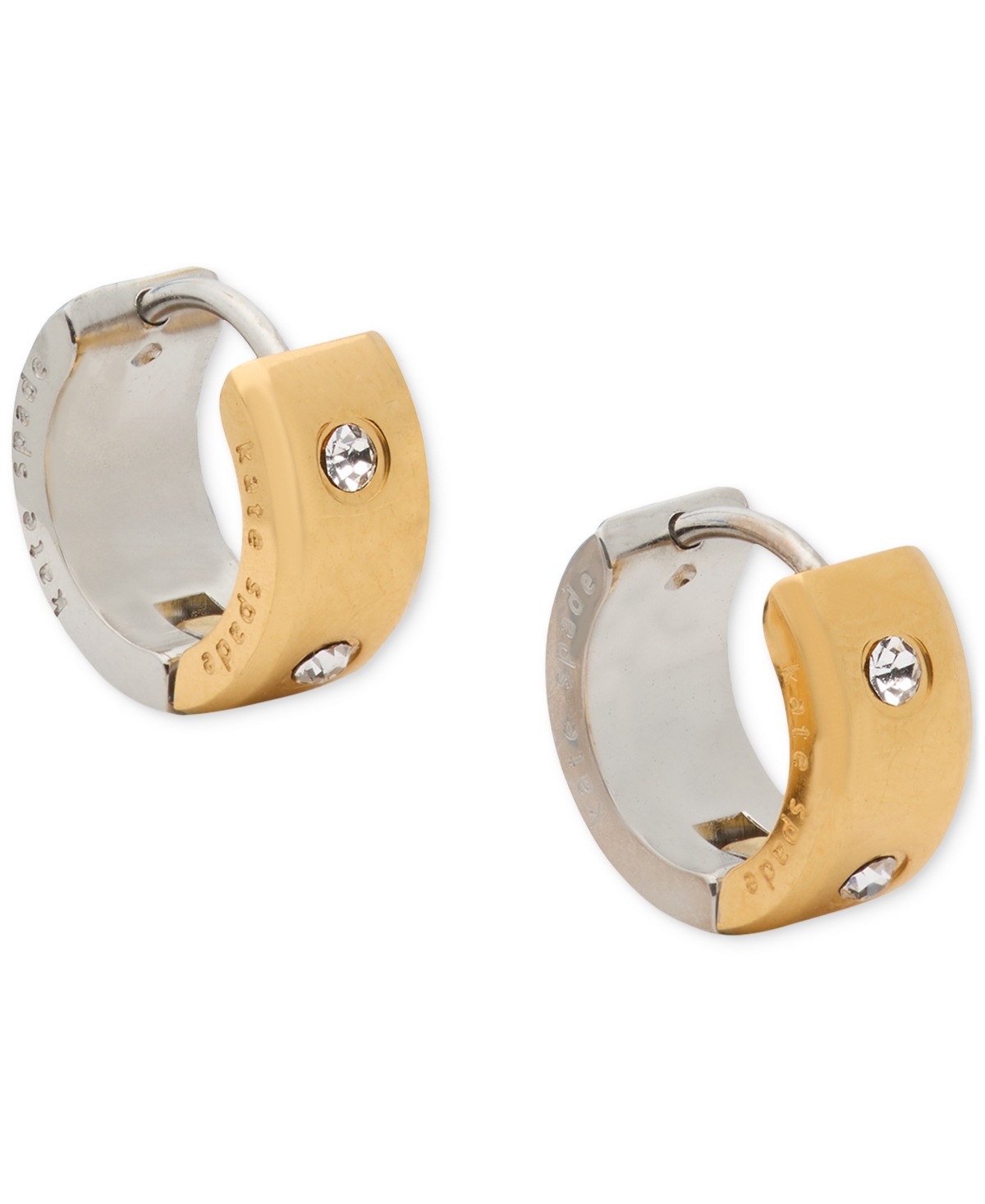 Kate Spade Set In Stone Chunky Huggies In Clear,two Tone