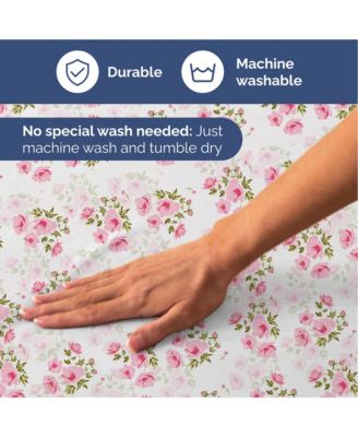 4 Piece Microfiber Floral Sheet Set - Queen