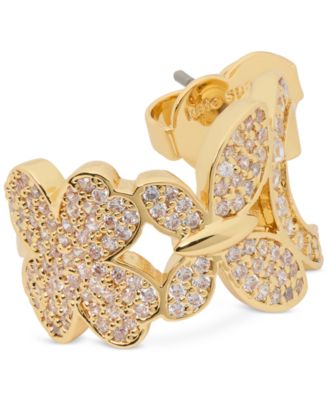 Lucky Charm Gold-Tone Crystal Huggie Hoop Earrings