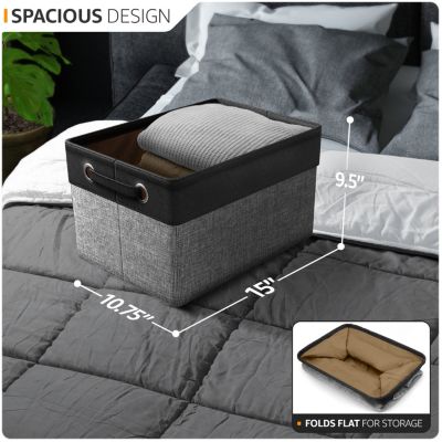 6 Pack 15 inch Collapsible Storage Bins with Handles - Perfect for Home Storage & Organization