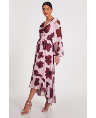 Женское платье миди с глубоким вырезом и цветочным рисунком Quiz для женщин