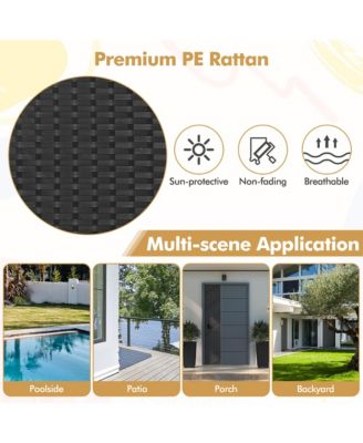 3 PCS Patio Furniture Set w/Tempered Glass Coffee Table Washable Cushions