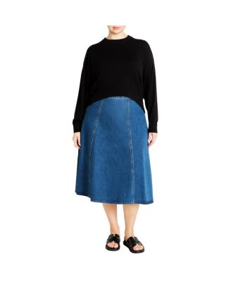 Women's Denim Hi Lo Skirt