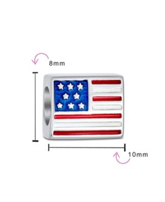 Patriotic USA Flag Star Charm Bead in Sterling Silver European Bracelets