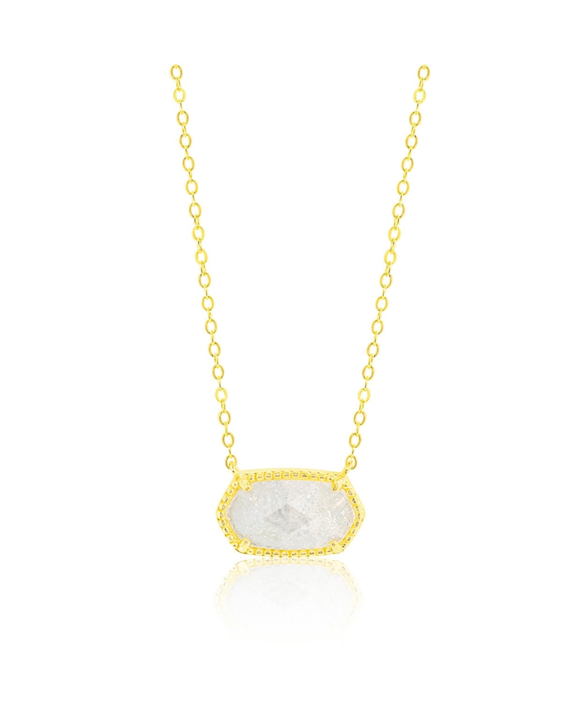Create Mother of Pearl and Halo Cubic Zirconia Gemstone Necklace Yellow Gold Tone Necklace (Copy)
