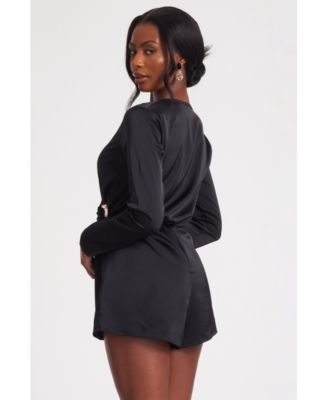 Женский атласный комбинезон Quiz с запахом и пряжкой