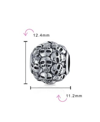 Блестящие ювелирные изделия Круглый Бочонок Скелет Черепа Шарм Бусина Стерлингового Серебра Европейский Браслет