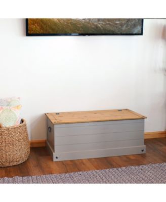 Indoor Trunk with Handles - Solid Pine Construction - Gray - 39.5" W