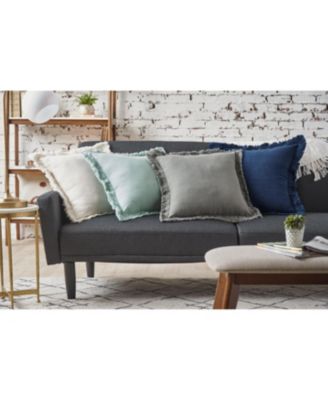 Sawyer Cream Solid Woven Square Accent Throw Pillow, 18" x 18"