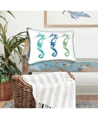 3 Seahorses Printed Accent Pillow, 12" x 16"