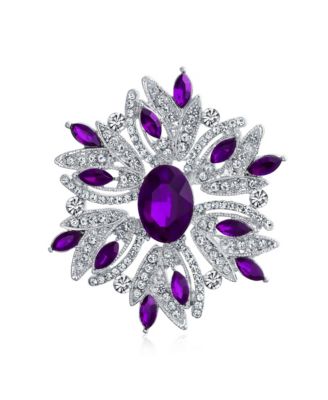 Gemstone Crystal Flower Art Deco Brooch Pin Scarves