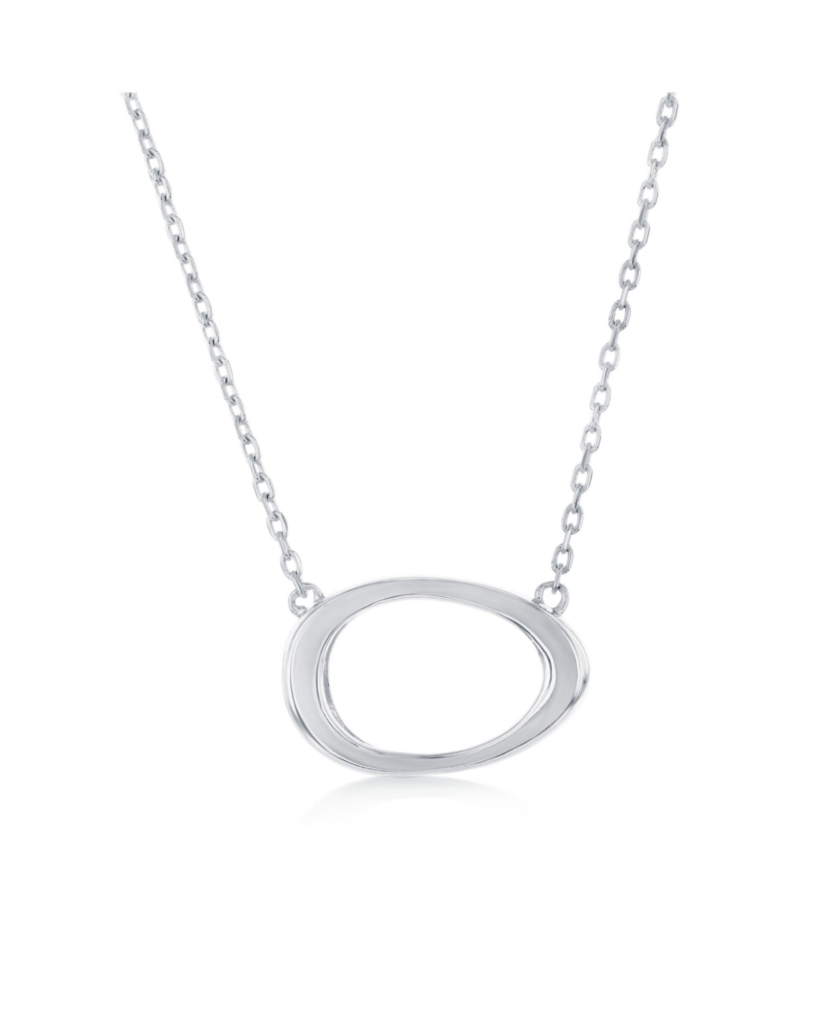 Sterling Silver, Open Oval Necklace - Gold