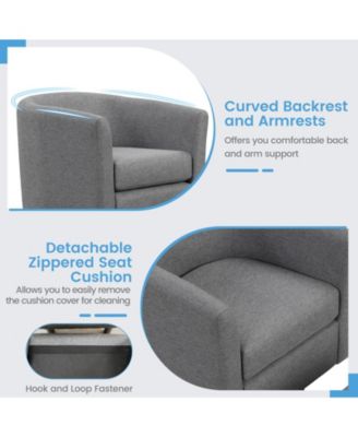 Modern Club Swivel Accent Chair with Ottoman Footrest Curved Backrest