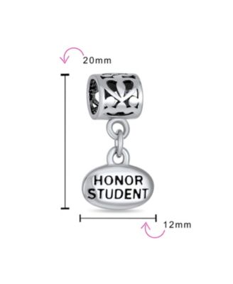 Graduate Dangle Charm Bead Sterling Silver European Bracelet