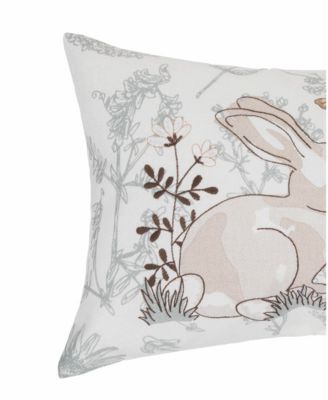 Easter Spring Garden Toile Bunnie Bunny Accent Lumbar Throw Pillow, 13" x 20"