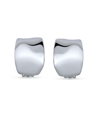 Geometric Hammered Dome Half Hoop Clip-On Earrings For Non-Pierced Ears