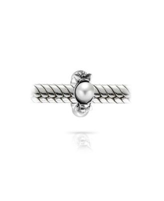 Ювелирные изделия Bling Белый имитированный Жемчуг Цветок Шарм Бусина Стерлингового Серебра Европейский Браслет