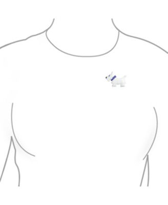 Large Statement Blue or Pink Crystal Dog Brooch Pin Silver Tone 1.3 Inch