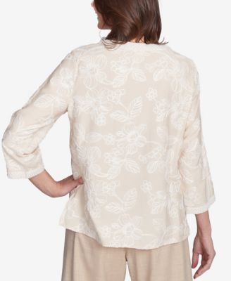 Женский топ с V-образным вырезом и цветочной вышивкой Alfred Dunner от Catalina Island