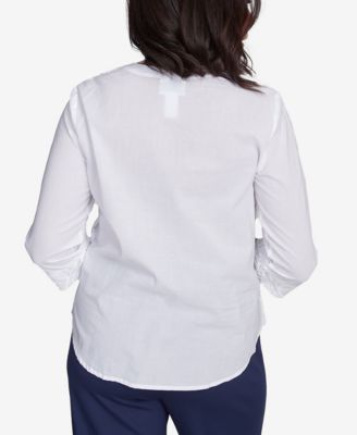 Однотонный топ Henley из нантакетского кружева с завитками от Alfred Dunner для женщин