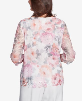 Акварельный топ из цветочной сетки от Alfred Dunner Women's Estate of Mind