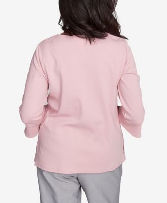 Топ Alfred Dunner Women's Estate of Mind с кружевным вырезом и разрезными рукавами