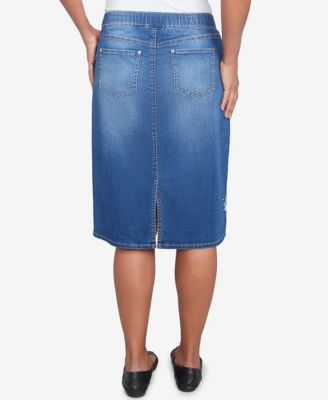 Женская джинсовая юбка Alfred Dunner с цветочной вышивкой Flower Power от Alfred Dunner