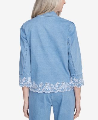 Женская джинсовая куртка с цветочной вышивкой Flower Power от Alfred Dunner