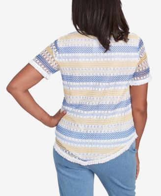 Женский топ Alfred Dunner с бахромой из бисквита с цветочной текстурой и ожерельем Alfred Dunner