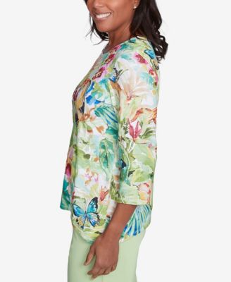 Женский топ с круглым вырезом из тропического тукана Parrot Cay от Alfred Dunner