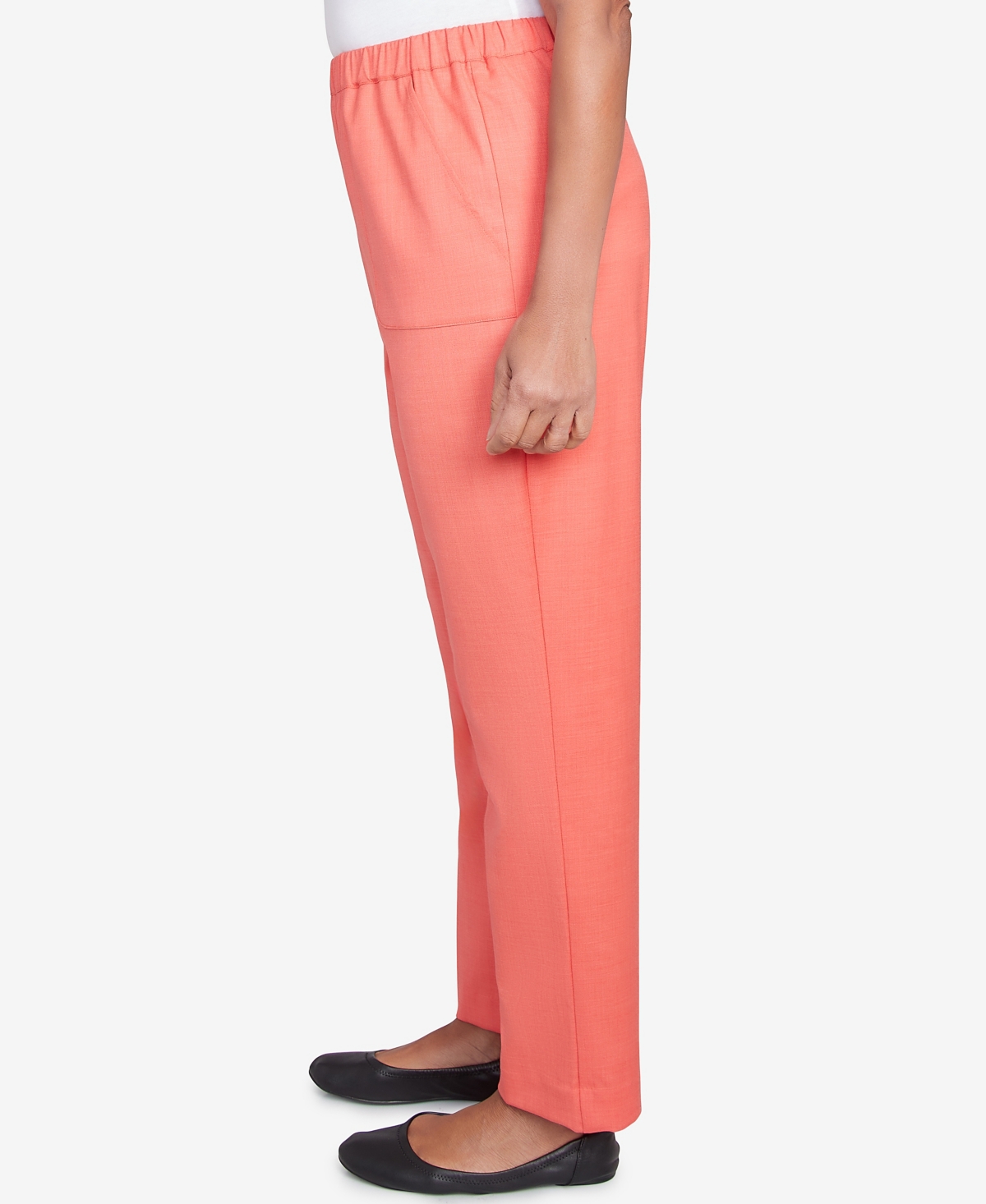Alfred Dunner Women's Catalina Island Classic Balanced Side Pocket Short Length Pants In Tangerine