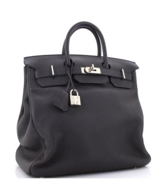 Бывшая в употреблении сумка HERMÉS HAC 40 черного цвета из Того с палладиевой фурнитурой