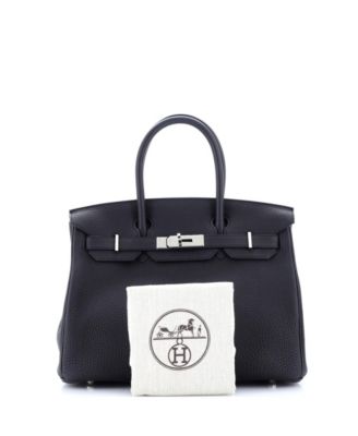 Бывшая в употреблении сумка HERMÉS Birkin 30 черного цвета из Того с палладиевой фурнитурой