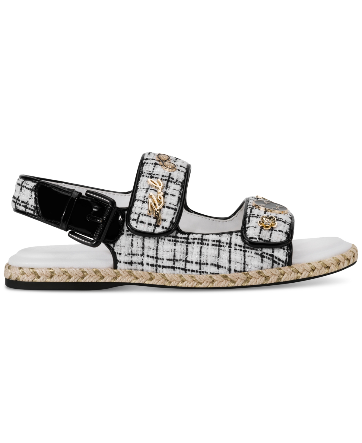 Karl Lagerfeld Women's Charlay Almond Toe Flat Sandals In White,black