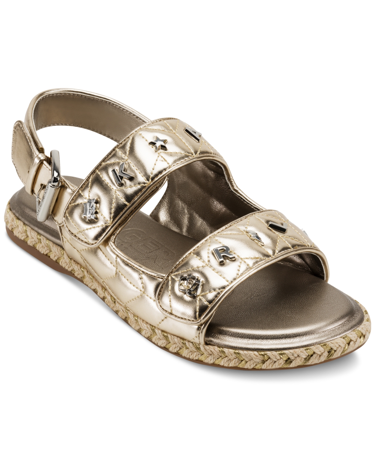 Shop Karl Lagerfeld Women's Charlay Almond Toe Flat Sandals In White Gold