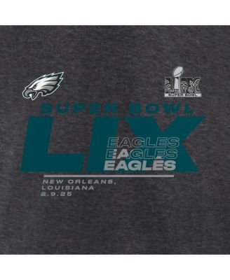 Женская футболка Fanatics Heather Charcoal Philadelphia Eagles Super Bowl LIX Quick Pass с V-образным вырезом и длинным рукавом